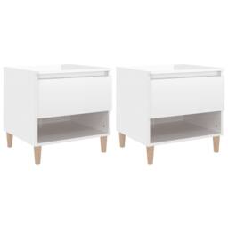 Berkfield Home Bedside Tables 2 pcs High Gloss White 50x46x50 Engineered Wood - thumbnail 1