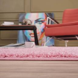 THE RUGS Soft Plain High Pile Shaggy Rugs & Runners Living Room Bedroom 380 in Pink - Size: 80 cm x 300 cm - thumbnail 5