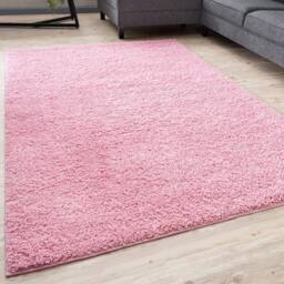 THE RUGS Soft Plain High Pile Shaggy Rugs & Runners Living Room Bedroom 380 in Pink - Size: 80 cm x 300 cm - thumbnail 1