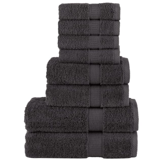 Berkfield Home 8 Piece Premium Towel Set SOLUND Anthracite 600 gsm in Black - image 1