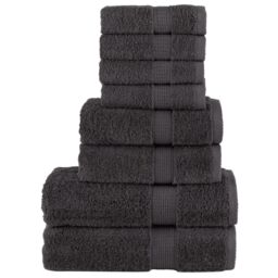 Berkfield Home 8 Piece Premium Towel Set SOLUND Anthracite 600 gsm in Black - thumbnail 1
