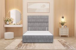Somnior Chambery Divan Bed Frame with Floor Standing Headboard Tweed Fabric in Grey - Size: Single - thumbnail 2