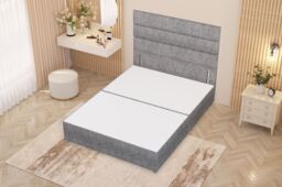 Somnior Chambery Divan Bed Frame with Floor Standing Headboard Tweed Fabric in Grey - Size: Single - thumbnail 3