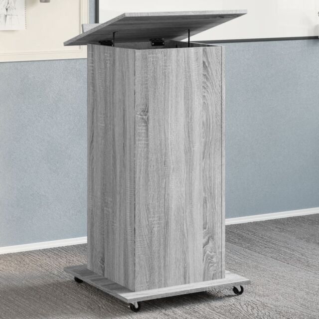 Berkfield Home Lectern with Wheels & Drawer Grey Sonoma 55x55x107 cm Engineered Wood - Size: 55 x 55 x 107 cm - image 1