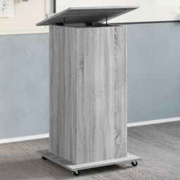 Berkfield Home Lectern with Wheels & Drawer Grey Sonoma 55x55x107 cm Engineered Wood - Size: 55 x 55 x 107 cm - thumbnail 1