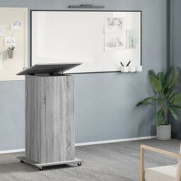 Berkfield Home Lectern with Wheels & Drawer Grey Sonoma 55x55x107 cm Engineered Wood - Size: 55 x 55 x 107 cm - thumbnail 3
