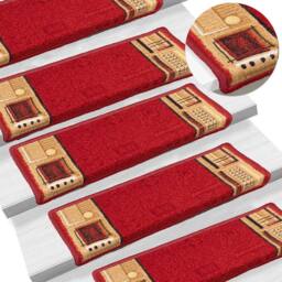 Berkfield Home Stair Mats Self-adhesive 15 pcs 65x21x4 cm Red - Size: Medium - thumbnail 5