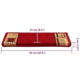 Berkfield Home Stair Mats Self-adhesive 15 pcs 65x21x4 cm Red - Size: Medium - thumbnail 8