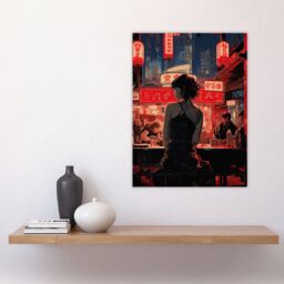 "Artery8 Ukiyo Cyberpunk Jazz Bar Film Noir Neon Anime Artwork Painting Unframed Wall Art Print Poster Home Decor Premium - Size: W12"" x H16""" - thumbnail 4