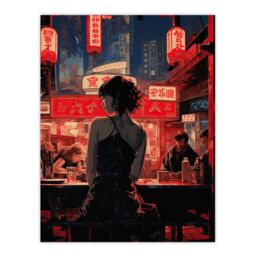 "Artery8 Ukiyo Cyberpunk Jazz Bar Film Noir Neon Anime Artwork Painting Unframed Wall Art Print Poster Home Decor Premium - Size: W12"" x H16""" - thumbnail 1