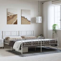 Berkfield Home Metal Bed Frame with Headboard & Footboard White 193x203 cm - thumbnail 3