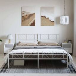 Berkfield Home Metal Bed Frame with Headboard & Footboard White 193x203 cm - thumbnail 2