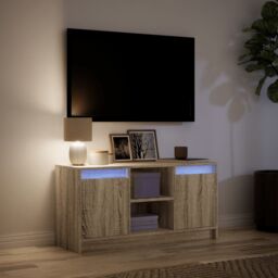 Berkfield Home TV Cabinet with LED Sonoma Oak 100x34x50 cm Engineered Wood in Brown - Size: 100 x 34 x 50 cm - thumbnail 5