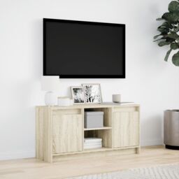Berkfield Home TV Cabinet with LED Sonoma Oak 100x34x50 cm Engineered Wood in Brown - Size: 100 x 34 x 50 cm - thumbnail 4