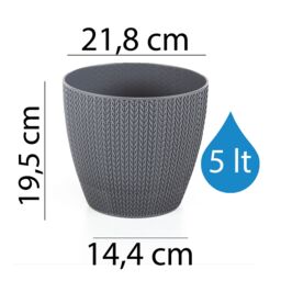 Gr8 Garden Set Of 4 Grey Sumela Knitted Flower Plant Pot - thumbnail 8