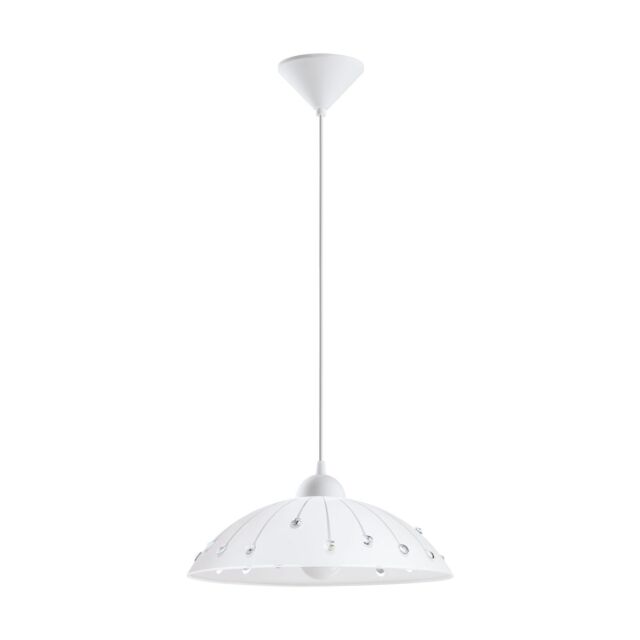 Loops Pendant Light Colour White Shade White Clear Satin Glass Crystal Bulb E27 1x60W - image 1
