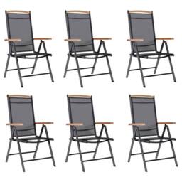 Berkfield Home Comfortable Folding Garden Chairs 6 pcs Textilene Black - thumbnail 2