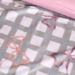 OHS Bow Gingham Polar Fleece Throw Blanket Lightweight Bedspread - Size: 120 cm x 150 cm - thumbnail 2
