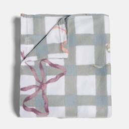 OHS Bow Gingham Polar Fleece Throw Blanket Lightweight Bedspread - Size: 120 cm x 150 cm - thumbnail 4