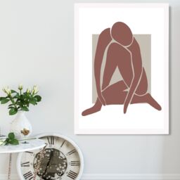 ARTZE Matisse Nude Neutral Coloured Framed Print SIZE: A4 with White Frame in Beige - thumbnail 2
