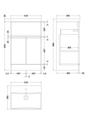Balterley Floor Standing Vanity Unit with Mid-Edge Ceramic Basin, 500mm - Satin Blue - thumbnail 2
