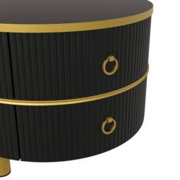 BTM Round Nesting Coffee Tables with 2 Drawers, 2-in-1 Set in Black - thumbnail 9