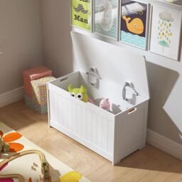 Xample Wooden Toy Box Storage Unit Chest Children Kids Baby Nusery Bedroom Playroom in White - thumbnail 4