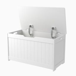 Xample Wooden Toy Box Storage Unit Chest Children Kids Baby Nusery Bedroom Playroom in White - thumbnail 3