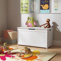 Xample Wooden Toy Box Storage Unit Chest Children Kids Baby Nusery Bedroom Playroom in White - thumbnail 2