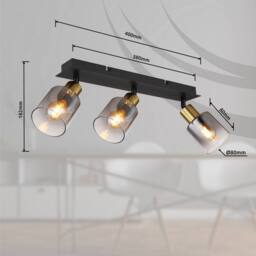 Netlighting Hollsy Ceiling Spotlight Bar Matt Black Smoke Glass Shade 3x E14 - thumbnail 6