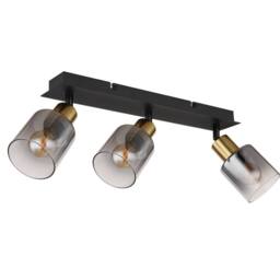 Netlighting Hollsy Ceiling Spotlight Bar Matt Black Smoke Glass Shade 3x E14 - thumbnail 2