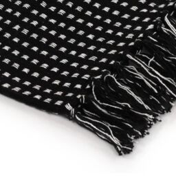 Berkfield Home Throw Cotton Squares 125x150 cm Black - thumbnail 4