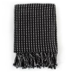 Berkfield Home Throw Cotton Squares 125x150 cm Black - thumbnail 2