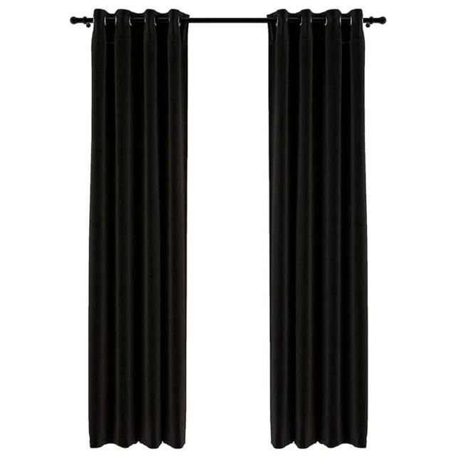 Berkfield Home Linen-Look Blackout Curtains 2 pcs Anthracite 140x225cm in Black - Size: 140x225 cm - image 1