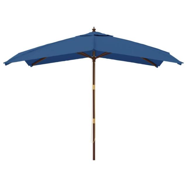 Berkfield Home Durable Garden Parasol with Wooden Pole Azure Blue 300x300x273 cm - Size: 300 x 300 x 273 cm - image 1