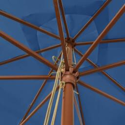Berkfield Home Durable Garden Parasol with Wooden Pole Azure Blue 300x300x273 cm - Size: 300 x 300 x 273 cm - thumbnail 5