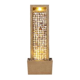 Teamson Home Garden Outdoor Water Feature, Tall Waterfall Water Fountain, With Warm LED Lights, Layered Rock Design, Seashells in Brown - thumbnail 3