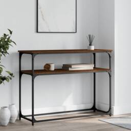 Berkfield Home Decorative Console Table Brown Oak 100x35.5x75 cm Engineered Wood - thumbnail 2