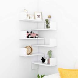 Berkfield Home Wall Corner Shelf 2 pcs White 40x40x50 cm Engineered Wood - Size: 40 x 40 x 50 cm - thumbnail 2
