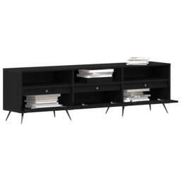 Berkfield Home TV Cabinet Black 150x30x44, 5 cm Engineered Wood - thumbnail 3
