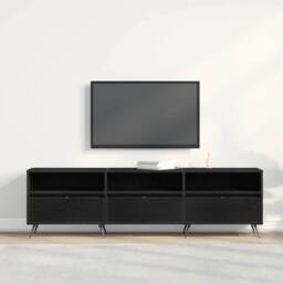 Berkfield Home TV Cabinet Black 150x30x44, 5 cm Engineered Wood - thumbnail 4