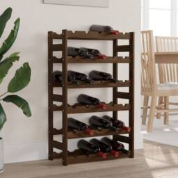 Berkfield Home Beautiful Wine Rack for 30 Bottles Brown Solid Wood Pine - thumbnail 2