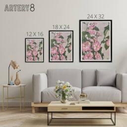 "Artery8 Prairie Rose Flowers Framed Canvas Wall Art Print Hannah Borger Overbeck in Pink - Size: W12"" x H16""" - thumbnail 4