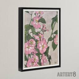 "Artery8 Prairie Rose Flowers Framed Canvas Wall Art Print Hannah Borger Overbeck in Pink - Size: W12"" x H16""" - thumbnail 2