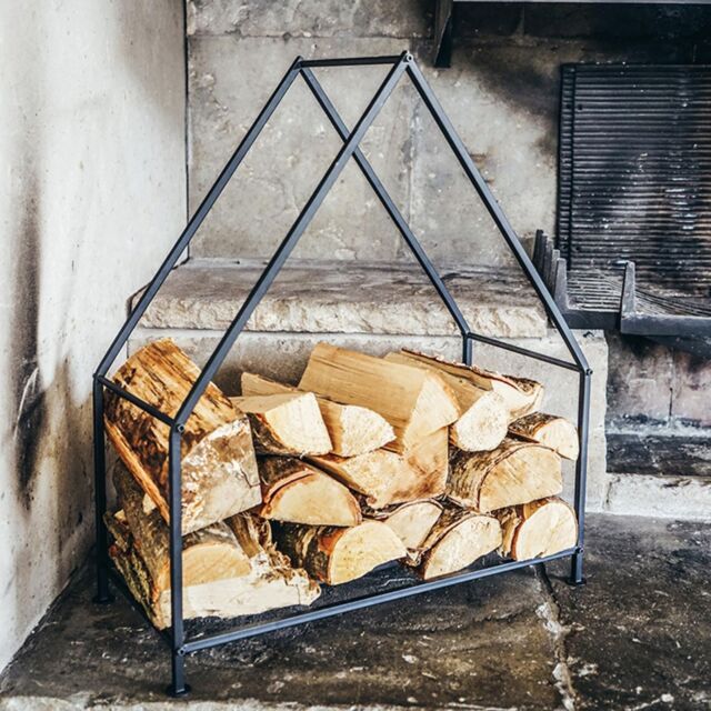 Ivyline Iron House Log Holder H65Cm W56Cm in Black - image 1