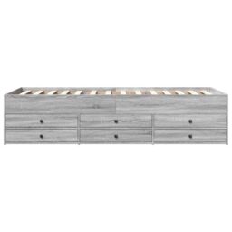 Berkfield Home Daybed with Drawers without Mattress Grey Sonoma 90x190 cm Single - thumbnail 4