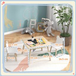 AIYAPLAY 3-Piece Toddler Table & Chairs Set for Nursery, Playroom in Natural - thumbnail 3