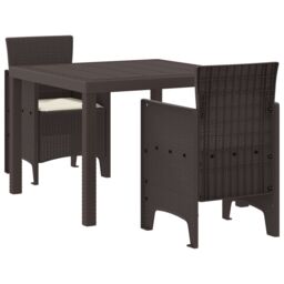 Berkfield Home Garden Dining Set 3-Piece Set Brown Resin Sturdy Rectangular - thumbnail 2