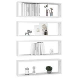 Berkfield Home Wall Cube Shelf 4 pcs White 80x15x26.5 cm Engineered Wood - thumbnail 3