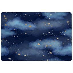 Benjamin Tate Design Dark Blue Sky With Gold Foil Constellations Designer Rug in Natural - Size: Large - thumbnail 1